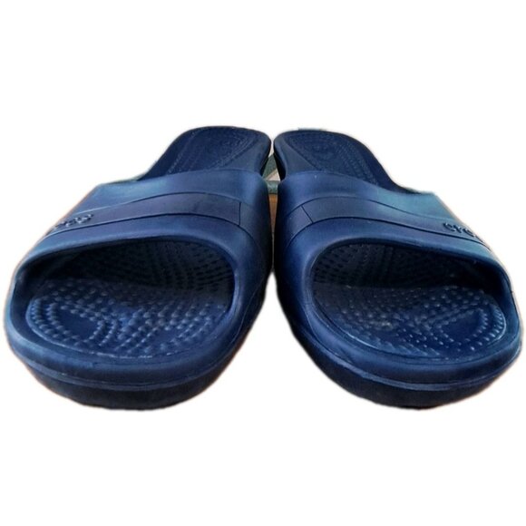 Crocs Women's 9 Blue Sassari Slides 3 Inch Wedge Heel FLAWS - See Photos - Picture 3 of 12